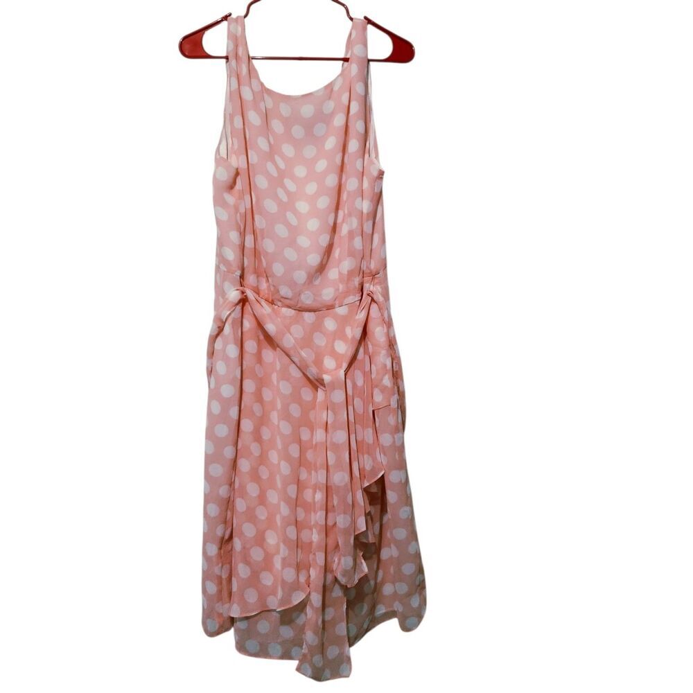 Alex Marie Dress Size 24W Pink White Polka Dot Full Zip Layered Dress.  New
